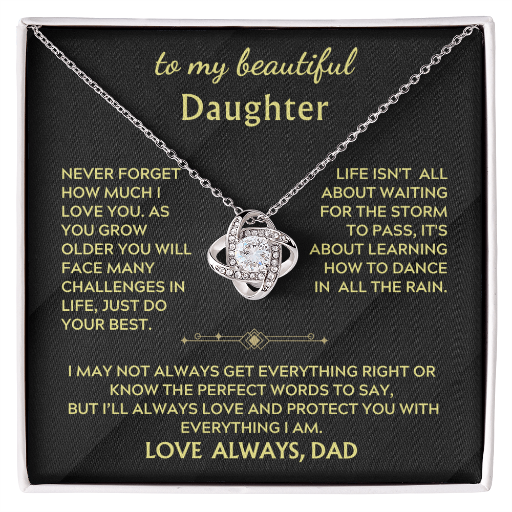 To  My  Beautiful Daughter- Love & Protect you with everything- Love Knot Jewelry necklace