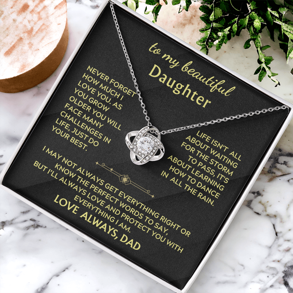 To  My  Beautiful Daughter- Love & Protect you with everything- Love Knot Jewelry necklace