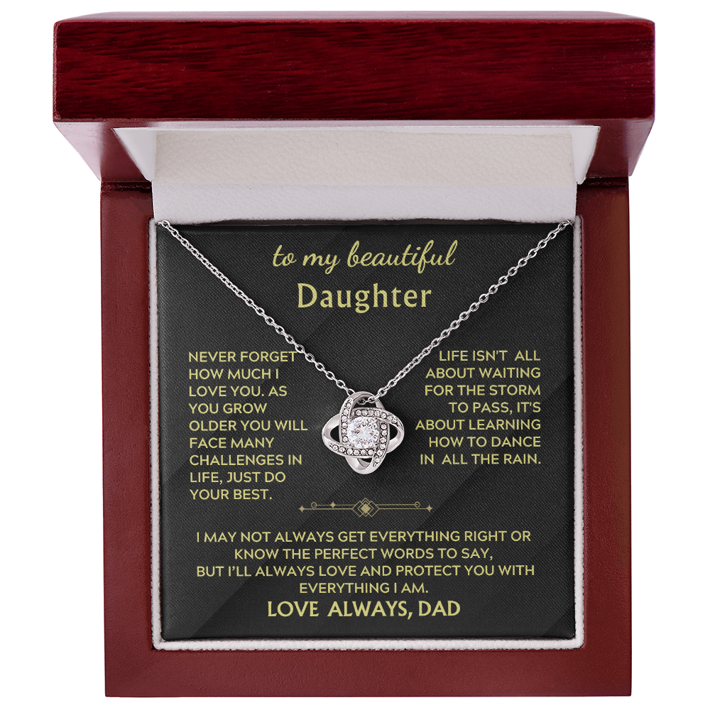 To  My  Beautiful Daughter- Love & Protect you with everything- Love Knot Jewelry necklace